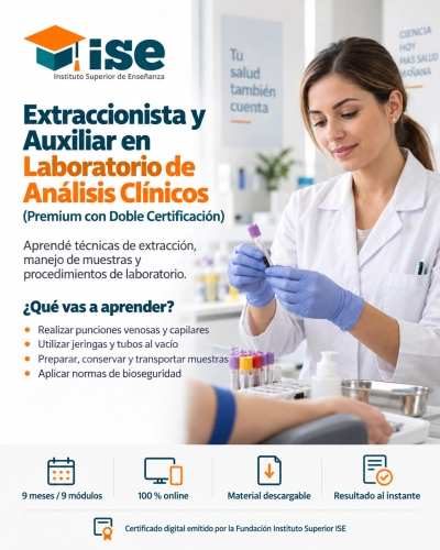 Extraccionista y Auxiliar en Laboratorio de Análisis Clínicos + IA (Premium con Doble Certificación)