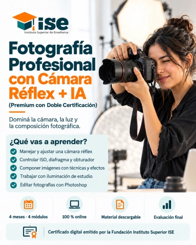 Fotografía Profesional con Cámara Réflex + IA (Premium con Doble Certificación)