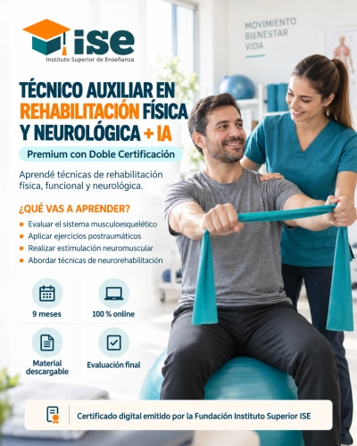 Técnico Auxiliar en Rehabilitación Física y Neurológica + IA (Premium con Doble Certificación)