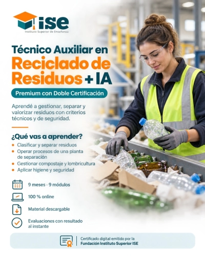 Técnico Auxiliar en Reciclado de Residuos + IA (Premium con Doble Certificación)