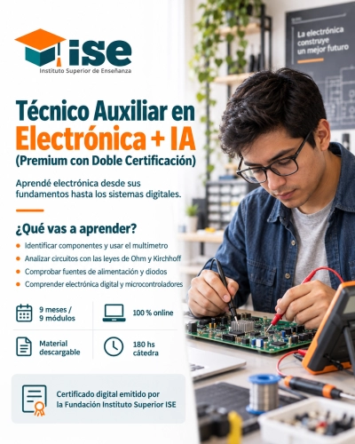 Técnico Auxiliar en Electrónica + IA (Premium con Doble Certificación)