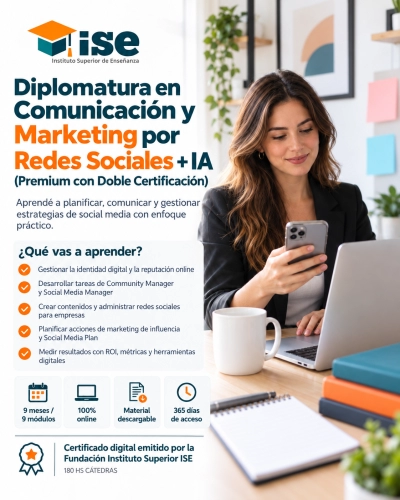 Diplomatura en Comunicación y Marketing por Redes Sociales + IA (Premium con Doble Certificación)