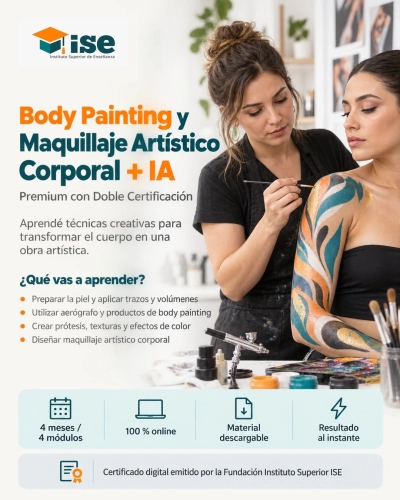 Body Painting y Maquillaje Artístico Corporal + IA (Premium con Doble Certificación)
