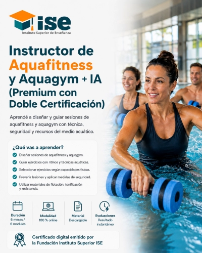 Instructor de Aquafitness y Aquagym + IA (Premium con Doble Certificación)