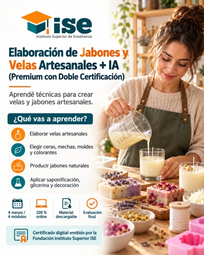 Elaboración de Jabones y Velas Artesanales + IA (Premium con Doble Certificación)