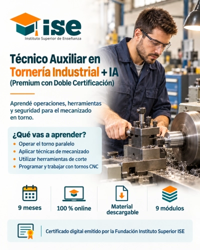 Técnico Auxiliar en Tornería Industrial + IA (Premium con Doble Certificación)