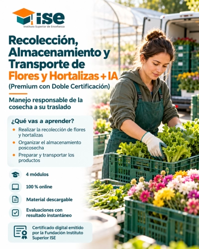 Recolección, Almacenamiento y Transporte de Flores y Hortalizas + IA (Premium con Doble Certificación)