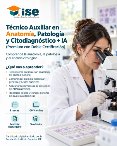 Técnico Auxiliar en Anatomía, Patología y Citodiagnóstico + IA (Premium con Doble Certificación)