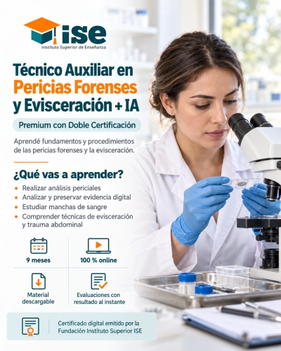 Técnico Auxiliar en Pericias Forenses y Evisceración + IA (Premium con Doble Certificación)