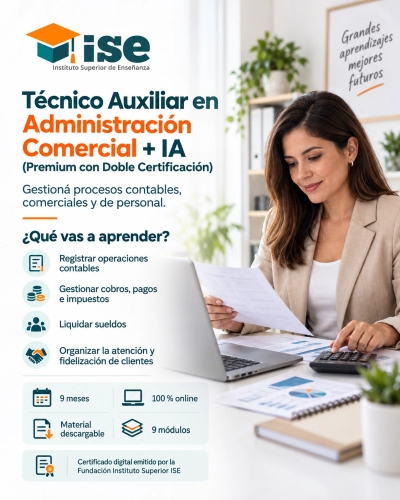 Técnico Auxiliar en Administración Comercial + IA (Premium con Doble Certificación)