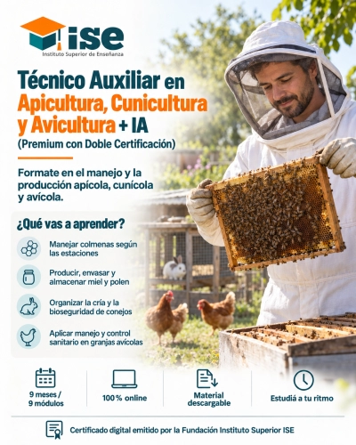 Técnico Auxiliar en Apicultura, Cunicultura y Avicultura + IA (Premium con Doble Certificación)