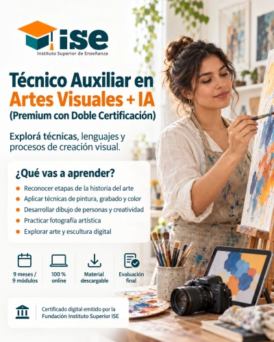Técnico Auxiliar en Artes Visuales + IA (Premium con Doble Certificación)