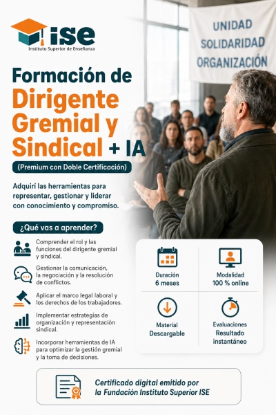 Formación de Dirigente Gremial y Sindical + IA (Premium con Doble Certificación)