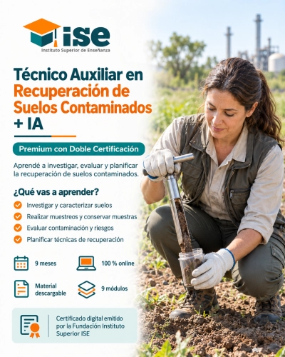 Técnico Auxiliar en Recuperación de Suelos Contaminados + IA (Premium con Doble Certificación)