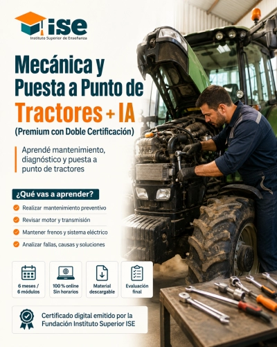 Mecánica y Puesta a Punto de Tractores + IA (Premium con Doble Certificación)