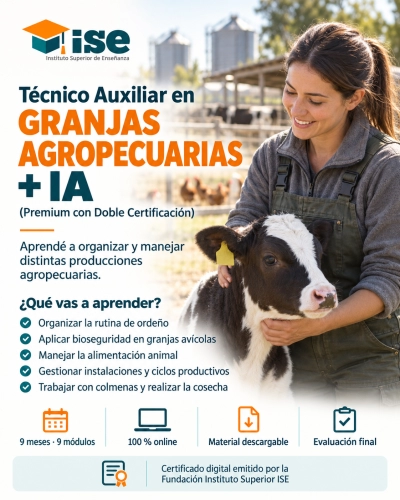 Técnico Auxiliar en Granjas Agropecuarias + IA (Premium con Doble Certificación)