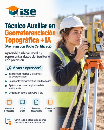 Técnico Auxiliar en Georreferenciación Topográfica + IA (Premium con Doble Certificación)