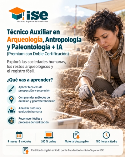 Técnico Auxiliar en Arqueología, Antropología y Paleontología + IA (Premium con Doble Certificación)