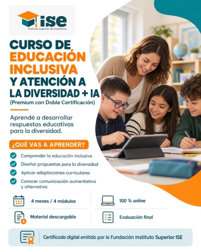 Curso de Educación Inclusiva y Atención a la Diversidad + IA (Premium con Doble Certificación)