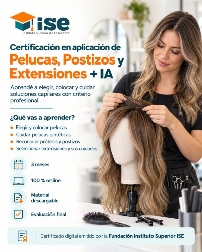 Certificación en aplicación de Pelucas, Postizos y Extensiones + IA