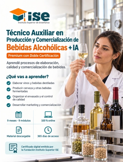 Técnico Auxiliar en Producción y Comercialización de Bebidas Alcohólicas + IA (Premium con Doble Certificación)