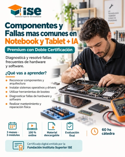 Componentes y Fallas mas comunes en Notebook y Tablet + IA (Premium con Doble Certificación)