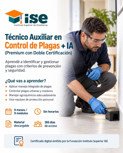 Técnico Auxiliar en Control de Plagas + IA (Premium con Doble Certificación)