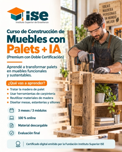 Curso de Construcción de Muebles con Palets + IA (Premium con Doble Certificación)