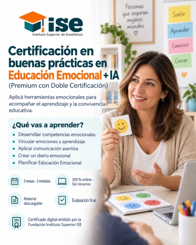 Certificación en buenas prácticas en Educación Emocional + IA (Premium con Doble Certificación)
