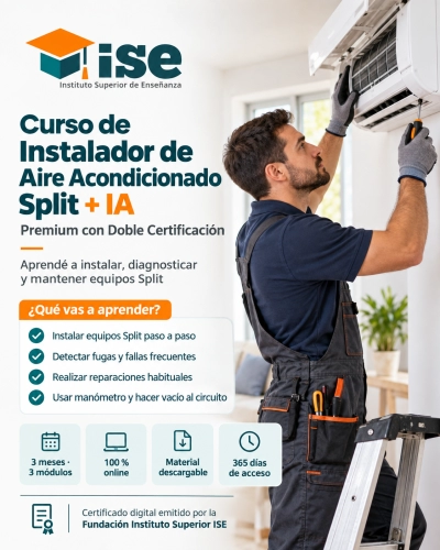 Curso de Instalador de Aire Acondicionado Split + IA (Premium con Doble Certificación)