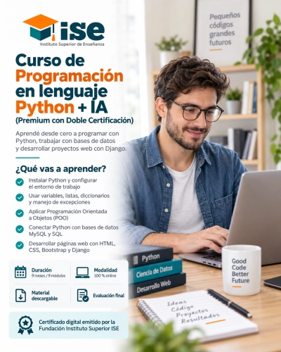Curso de Programación en lenguaje Python + IA (Premium con Doble Certificación)