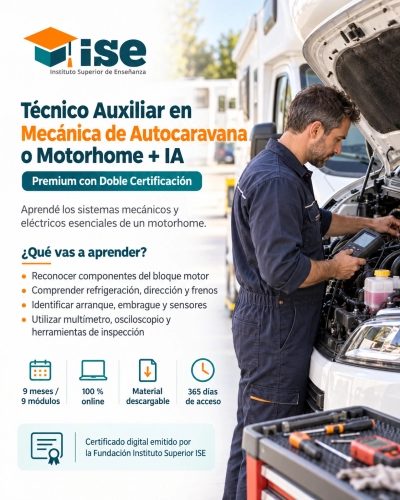 Técnico Auxiliar en Mecánica de Autocaravana o Motorhome + IA (Premium con Doble Certificación)