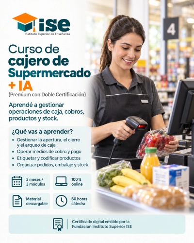 Curso de cajero de Supermercado + IA (Premium con Doble Certificación)