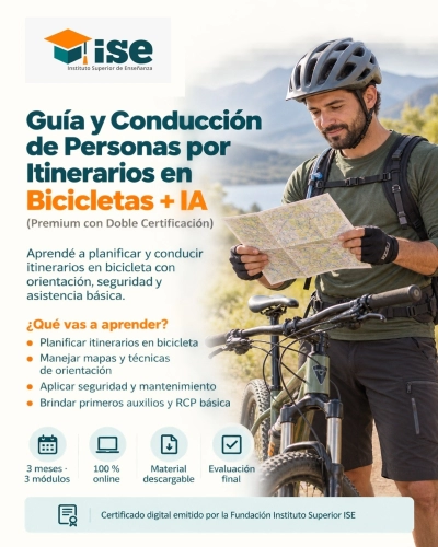 Guía y Conducción de Personas por Itinerarios en Bicicletas + IA (Premium con Doble Certificación)
