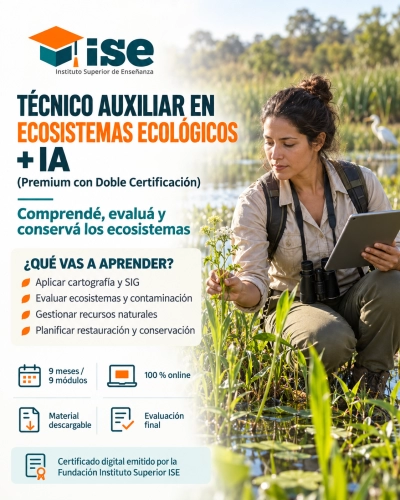 Técnico Auxiliar en Ecosistemas Ecológicos + IA (Premium con Doble Certificación)