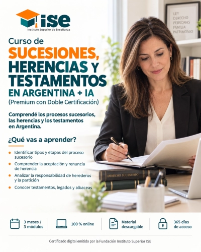 Curso de Sucesiones, Herencias y Testamentos en Argentina + IA (Premium con Doble Certificación)