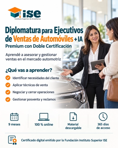 Diplomatura para Ejecutivos de Ventas de Automóviles + IA (Premium con Doble Certificación)