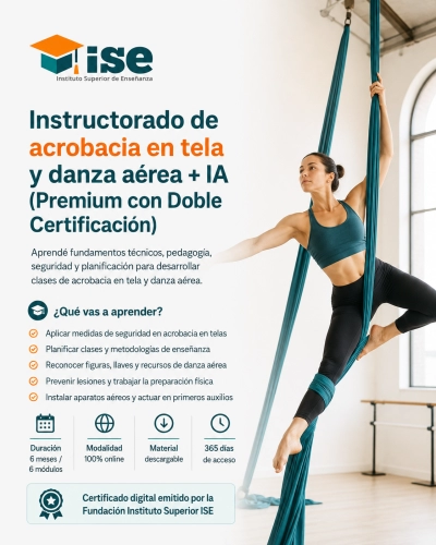 Instructorado de acrobacia en tela y danza aérea + IA (Premium con Doble Certificación)