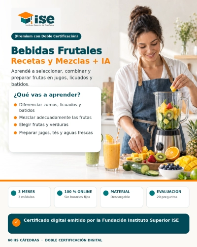 Bebidas Frutales - Recetas y Mezclas + IA (Premium con Doble Certificación)