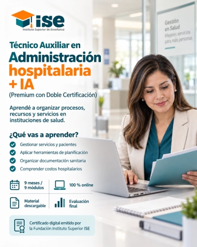 Técnico Auxiliar en Administración hospitalaria + IA (Premium con Doble Certificación)