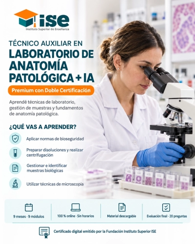 Técnico Auxiliar en Laboratorio de Anatomía Patológica + IA (Premium con Doble Certificación)