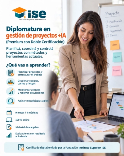 Diplomatura en gestión de proyectos + IA (Premium con Doble Certificación)