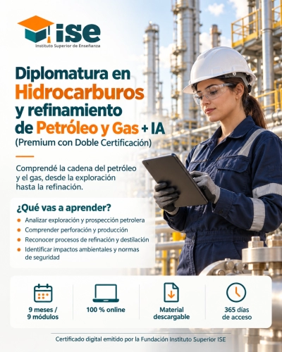 Diplomatura en Hidrocarburos y refinamiento de Petróleo y Gas + IA (Premium con Doble Certificación)