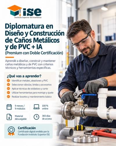 Diplomatura en Diseño y Construcción de Caños Metálicos y de PVC + IA (Premium con Doble Certificación)