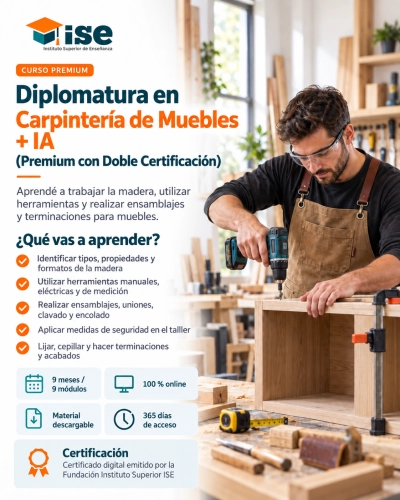 Diplomatura en Carpintería de Muebles + IA (Premium con Doble Certificación)