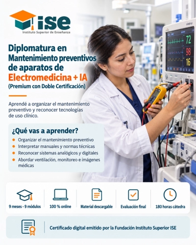 Diplomatura en Mantenimiento preventivos de aparatos de Electromedicina + IA (Premium con Doble Certificación)