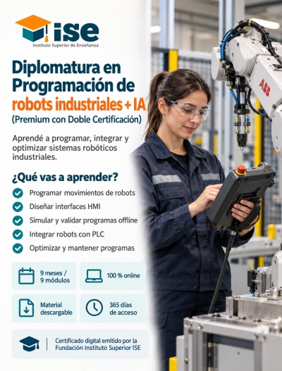 Diplomatura en Programación de robots industriales + IA (Premium con Doble Certificación)