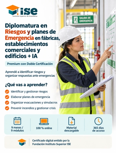 Diplomatura en Riesgos y planes de Emergencia en fábricas, establecimientos comerciales y edificios + IA (Premium con Doble Certificación)