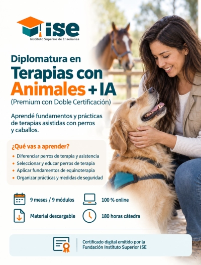 Diplomatura en Terapias con Animales + IA (Premium con Doble Certificación)