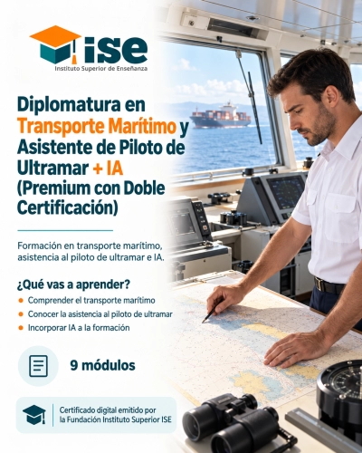 Diplomatura en Transporte Marítimo y Asistente de Piloto de Ultramar + IA (Premium con Doble Certificación)